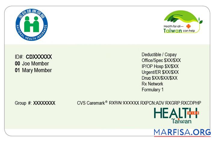 Realistic Taiwan health insurance card real example